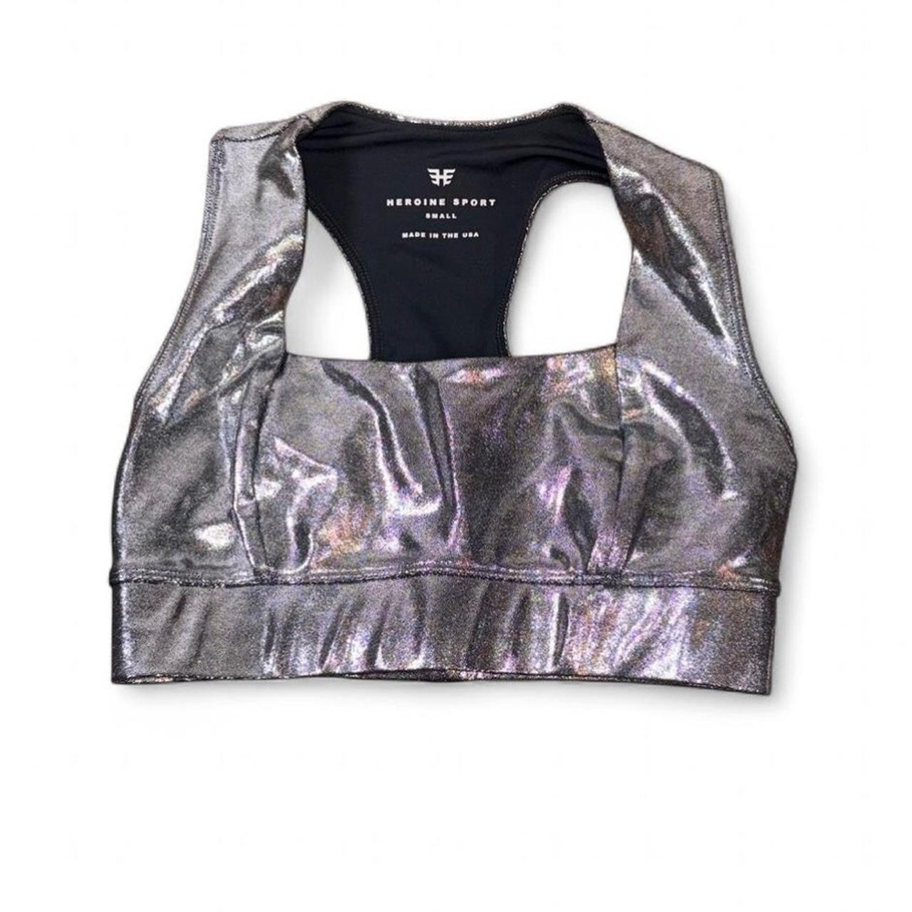 Heroine Sport Silver Metallic Sports Bra NWT